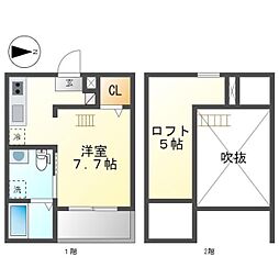 ラウレアハイツ 2階ワンルームの間取り