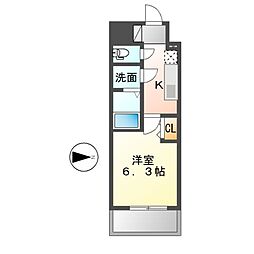 ファステート東別院シュプール 6階1Kの間取り