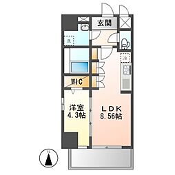 クレストタワー栄 5階1LDKの間取り