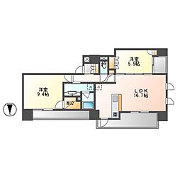 プライムメゾン御器所 14階2LDKの間取り