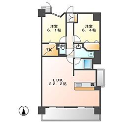 プロシード新瑞橋 5階2LDKの間取り
