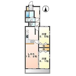 ライオンズマンション栄第2 5階2LDKの間取り