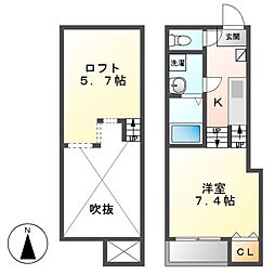 プライムメゾンエス（Ｐｒｉｍｅ　Ｍａｉｓｏｎ　Ｓ） 2階1Kの間取り