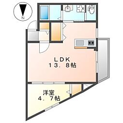 名鉄名古屋本線 栄生駅 徒歩2分の賃貸アパート 3階1LDKの間取り