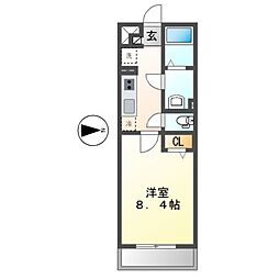 リブリ・御器所ザ・ファースト 1階1Kの間取り