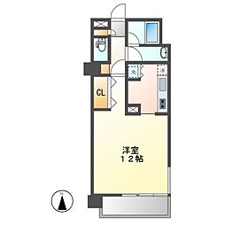 名古屋市営鶴舞線 鶴舞駅 徒歩3分の賃貸マンション 3階ワンルームの間取り