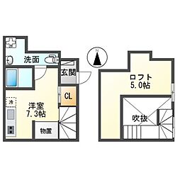SOLID本山(ソリッド本山) 1階ワンルームの間取り
