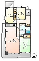 エクセレンス志賀本通 10階3LDKの間取り