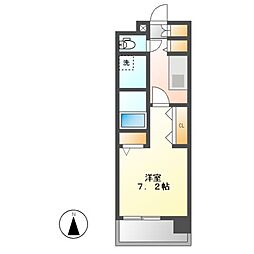 パルティール黒川アネックス 6階1Kの間取り