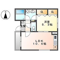 ユーミー矢場町 2階1LDKの間取り
