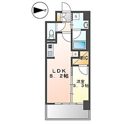 S-RESIDENCE烏森aureate(オリート) 1LDKの間取図画像