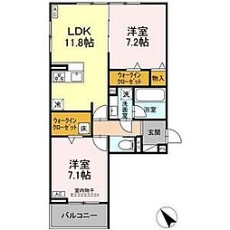 カーサ・セレナ 2LDKの間取図画像