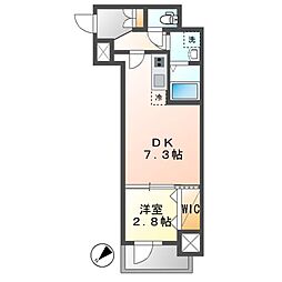 CREST TAPP東別院 15階1DKの間取り