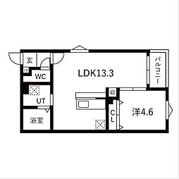 名古屋市北区生駒町7丁目アパート 1LDKの間取図画像