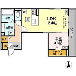 江向Park 1階1LDKの間取り