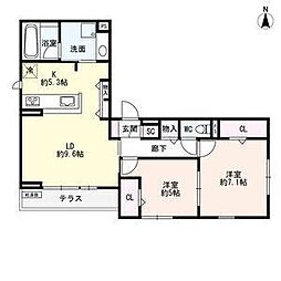 luvita新福寺町 2LDKの間取図画像