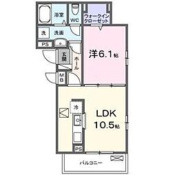 オーランジェII 1LDKの間取図画像