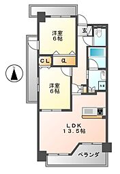 ヴィラエーデル大須 2LDKの間取図画像