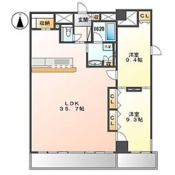 RESIDIA東桜2 2LDKの間取図画像