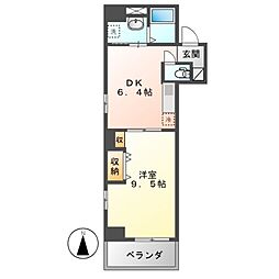 レジデンスカープ今池 1DKの間取図画像