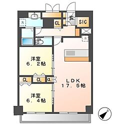 グランルクレ新栄ウエスト 2LDKの間取図画像