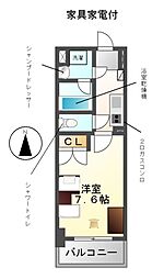 アマーレ葵 1Kの間取図画像
