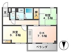 ドムス・栄 2DKの間取図画像