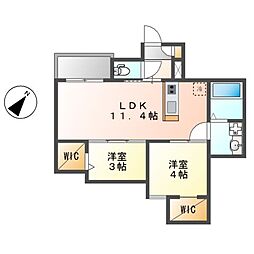 REGALESTルミナス黄金 2LDKの間取図画像