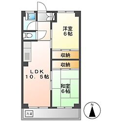 白龍ビル 2LDKの間取図画像
