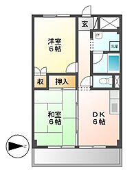 ハウスアベニュー 2DKの間取図画像