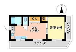 イナダマンション 1DKの間取図画像