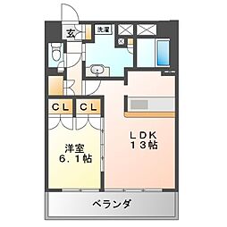 グラン・アベニュー名駅 1LDKの間取図画像