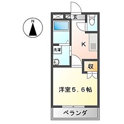 エンゼル栄 1Kの間取図画像