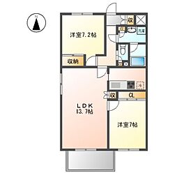 覚王山グラシオン 2LDKの間取図画像