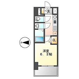 ディアレイシャス名古屋大須通 1Kの間取図画像