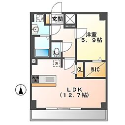 ドゥナーレ辻町 1LDKの間取図画像