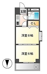 桜マンション 2Kの間取図画像
