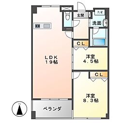 グランアベニュー栄 2LDKの間取図画像