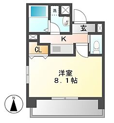 レーヴェスト志賀本通 1Kの間取図画像