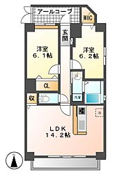 プライム松原 2LDKの間取図画像
