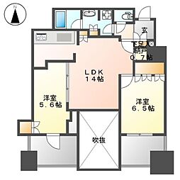 プラウドタワー名駅 2LDKの間取図画像