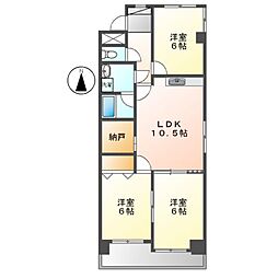ジュネス浅野 3LDKの間取図画像