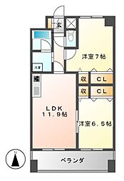 カスタリア志賀本通 2LDKの間取図画像