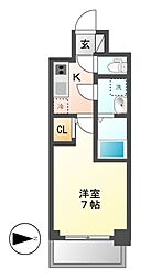 オーキッドレジデンス鶴舞 1Kの間取図画像