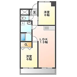 第3フクマルビル 2LDKの間取図画像