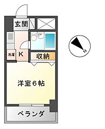 レスパス千種 1Kの間取図画像