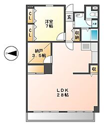UR都市機構アーバンドエル新栄 1LDKの間取図画像