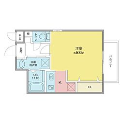 マーブルワン 1Kの間取図画像
