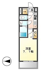プレサンス栄フレイヤ 1Kの間取図画像
