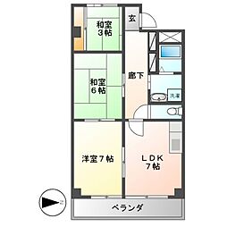 カネ吉アートビル 3DKの間取図画像